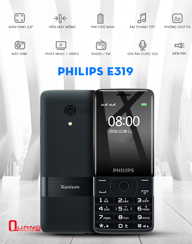 Philips E319 | Pin khủng Viền Mỏng